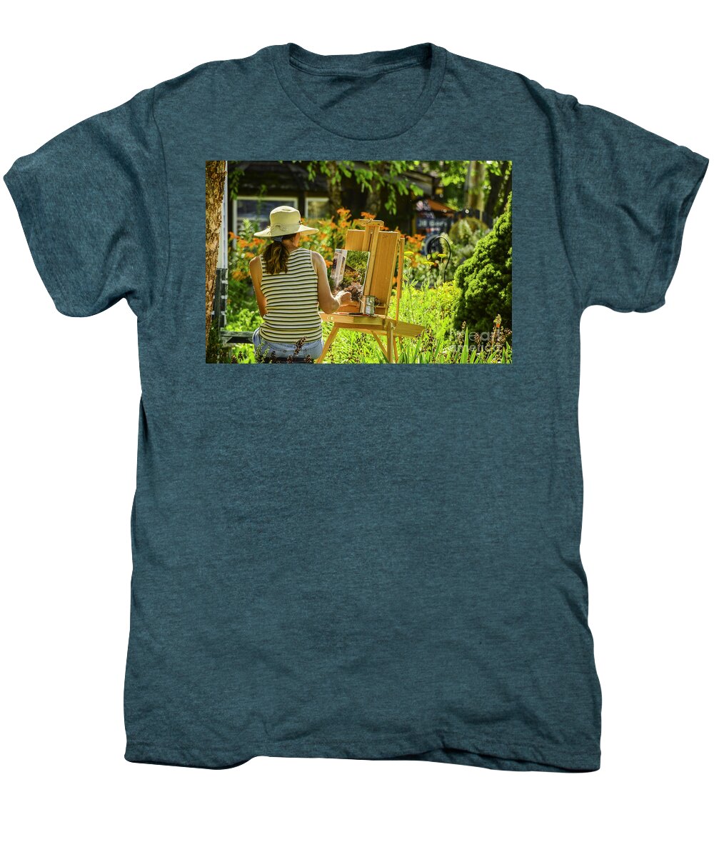 Activity Men's Premium T-Shirt featuring the photograph Art In The Garden by Mary Carol Story
