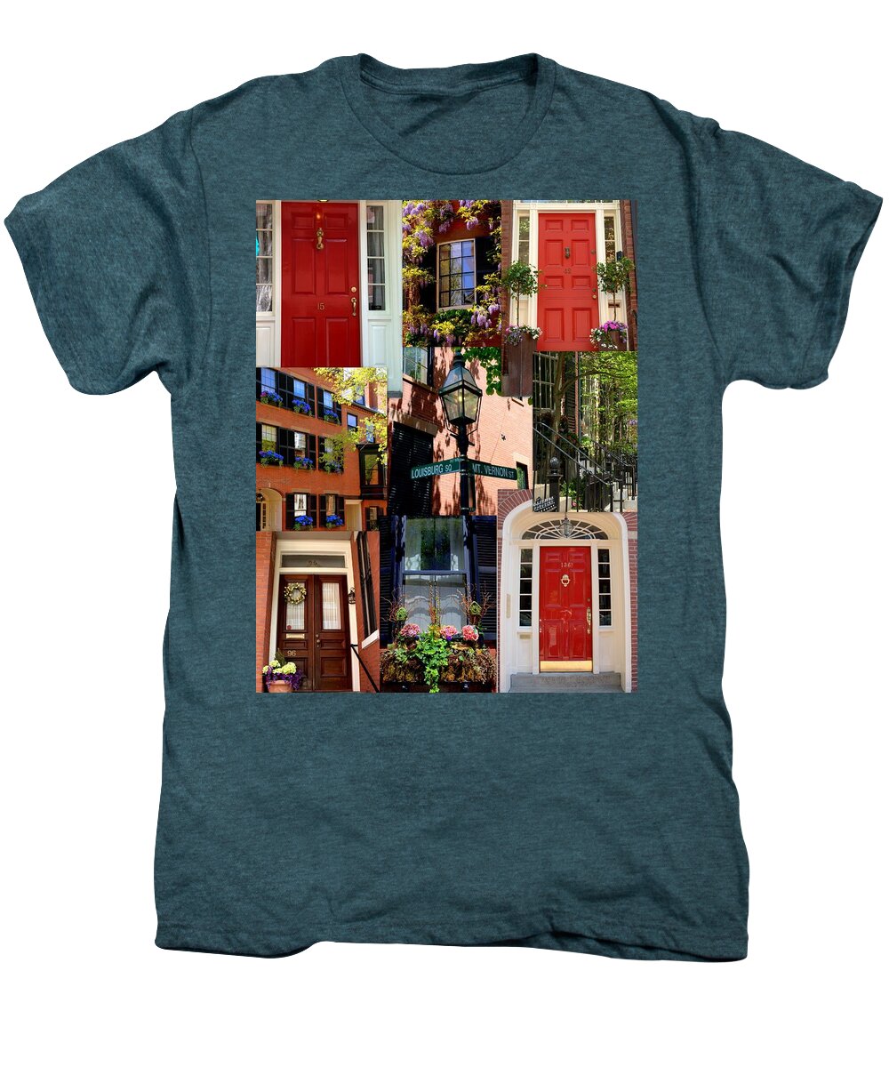 Boston Men's Premium T-Shirt featuring the photograph Beacon Hill Windows Doors and More by Caroline Stella