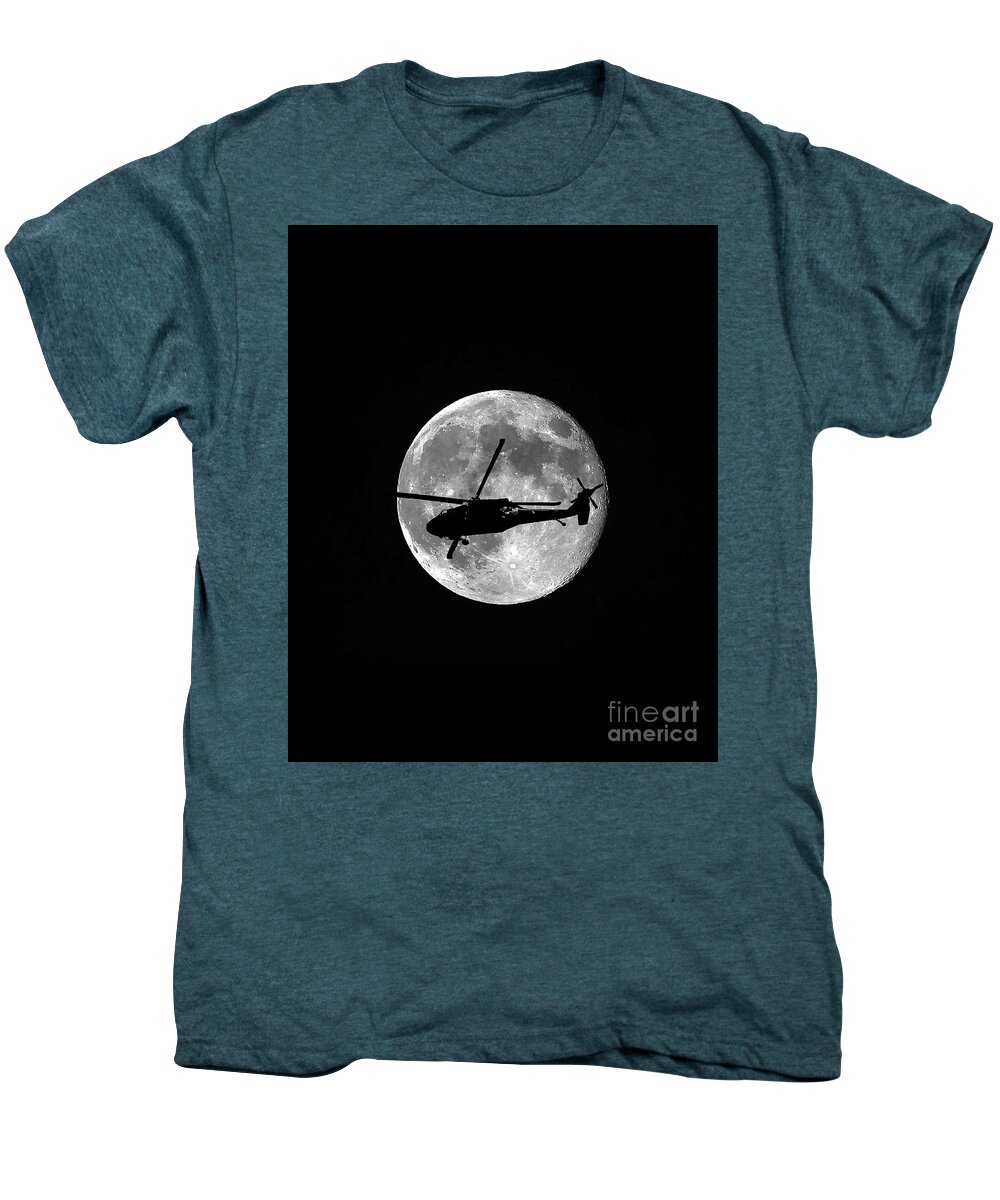Aircraft Men's Premium T-Shirt featuring the photograph Black Hawk Moon Vertical by Al Powell Photography USA