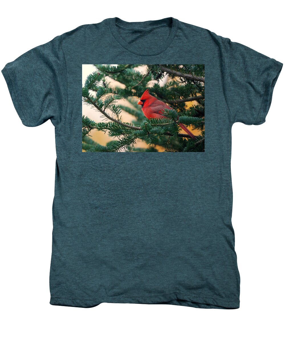 #faatoppicks Men's Premium T-Shirt featuring the photograph Cardinal in Balsam by Sue Capuano