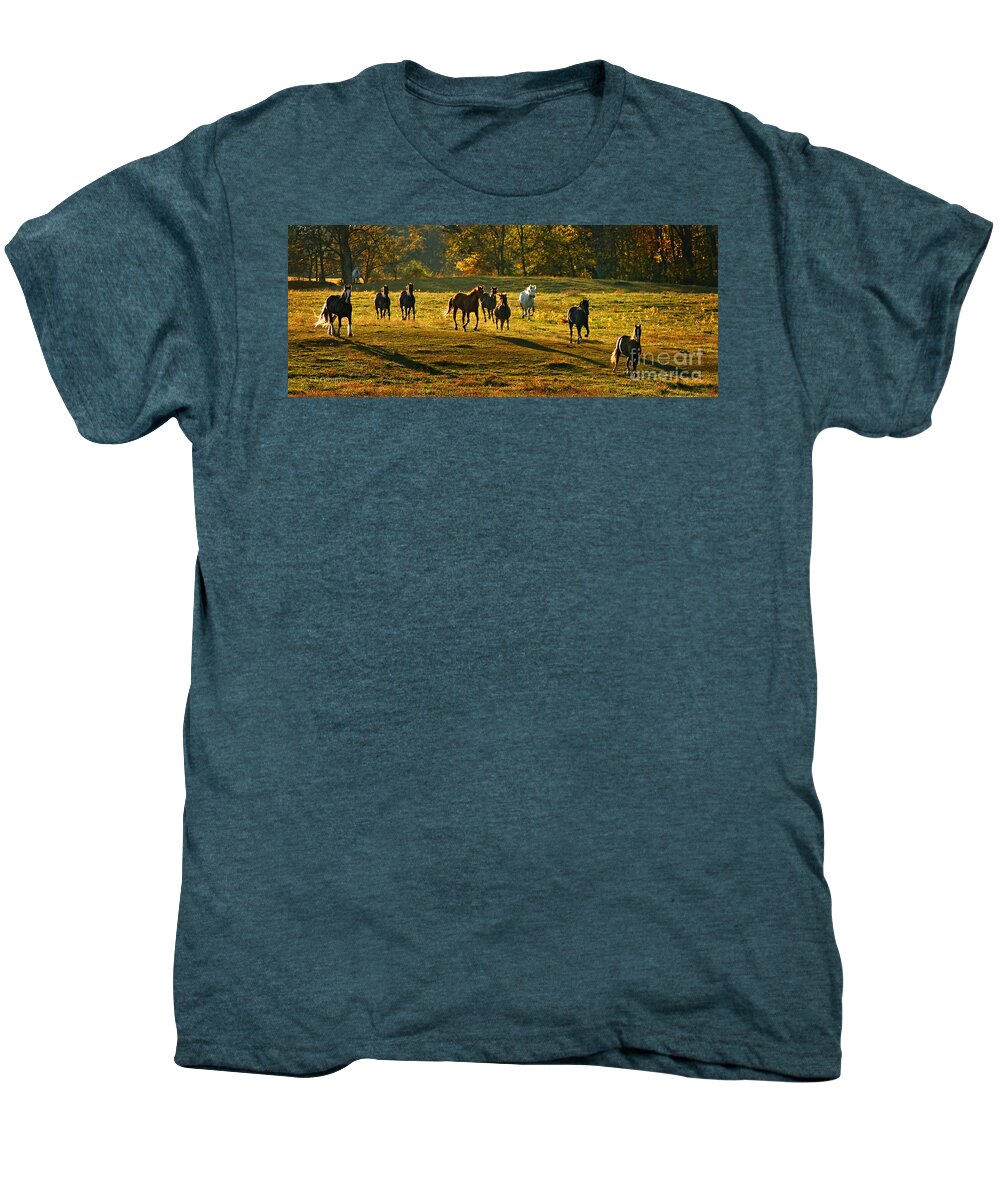 Horses Men's Premium T-Shirt featuring the photograph Dinner Bell by Carol Lynn Coronios