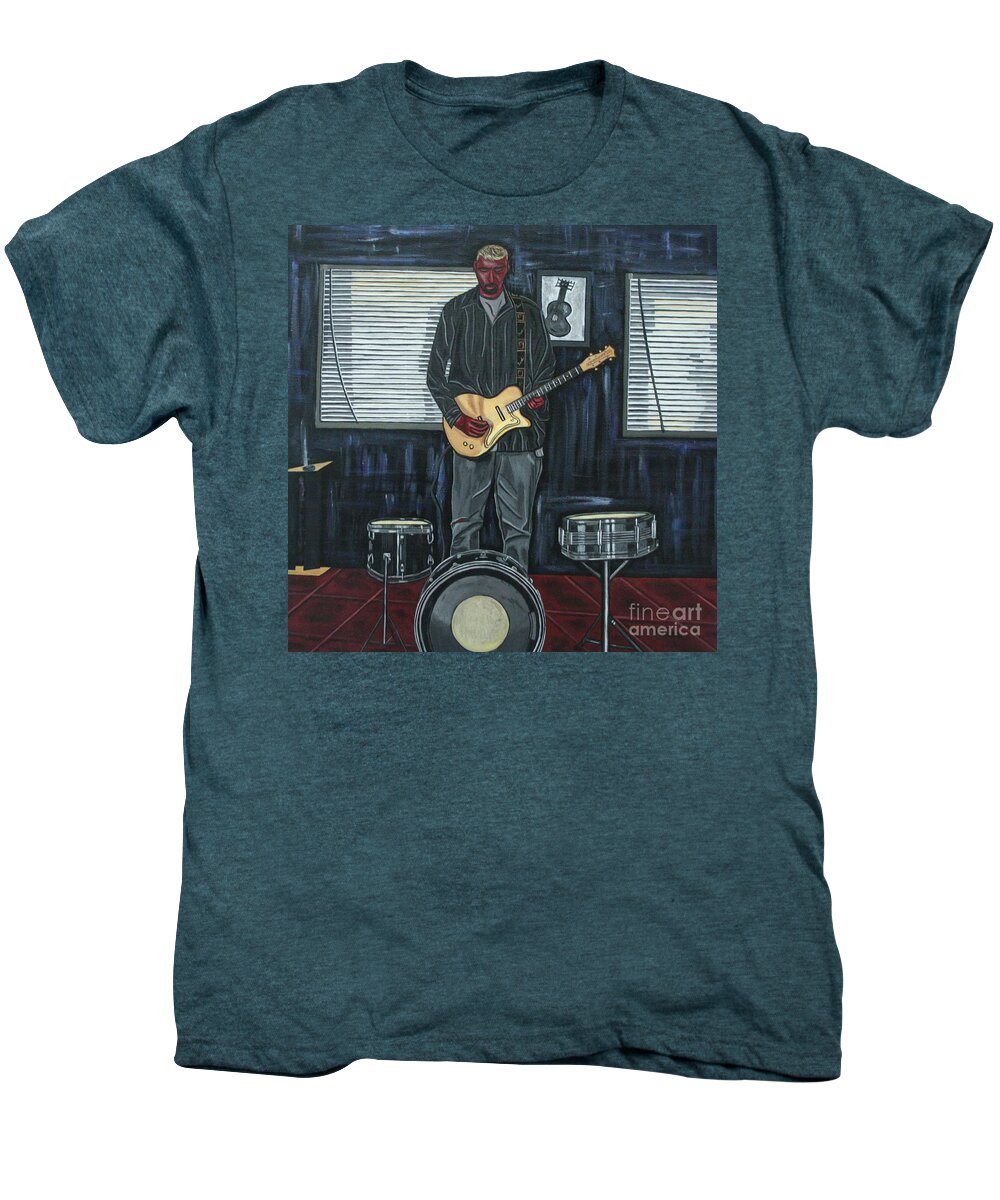Portrait Paintings Men's Premium T-Shirt featuring the painting Drums and Wires by Sandra Marie Adams