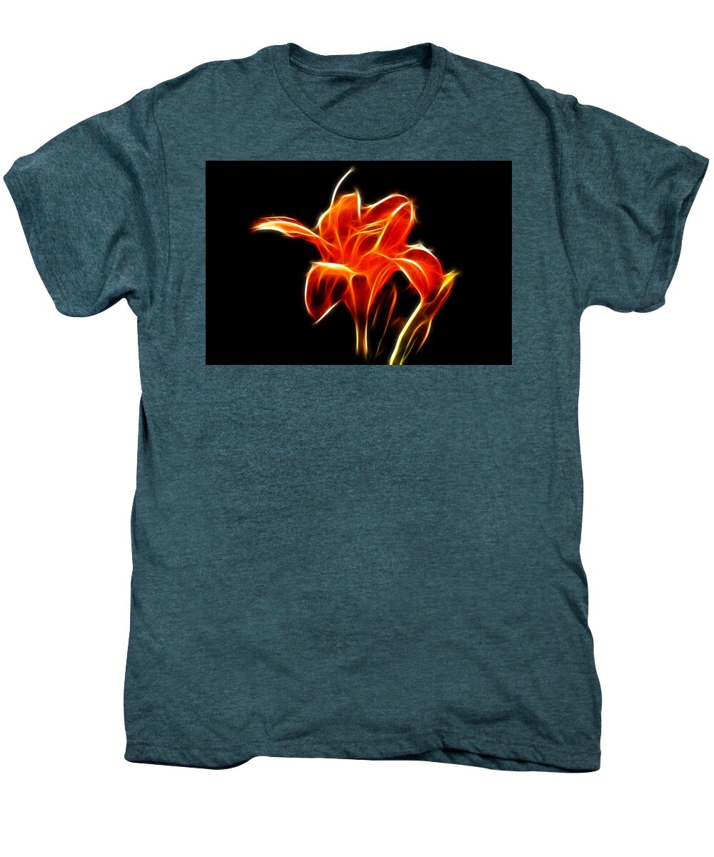 Flowers Men's Premium T-Shirt featuring the Fractaled Lily by Bill Barber