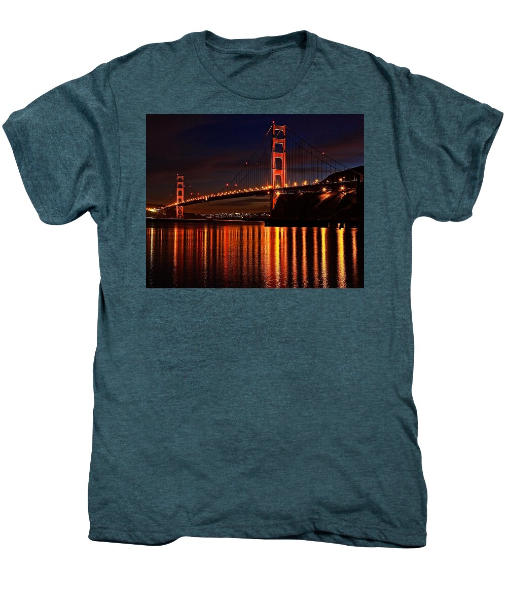 Golden Gate Bridge Men's Premium T-Shirt featuring the photograph Golden Glory by Dave Files