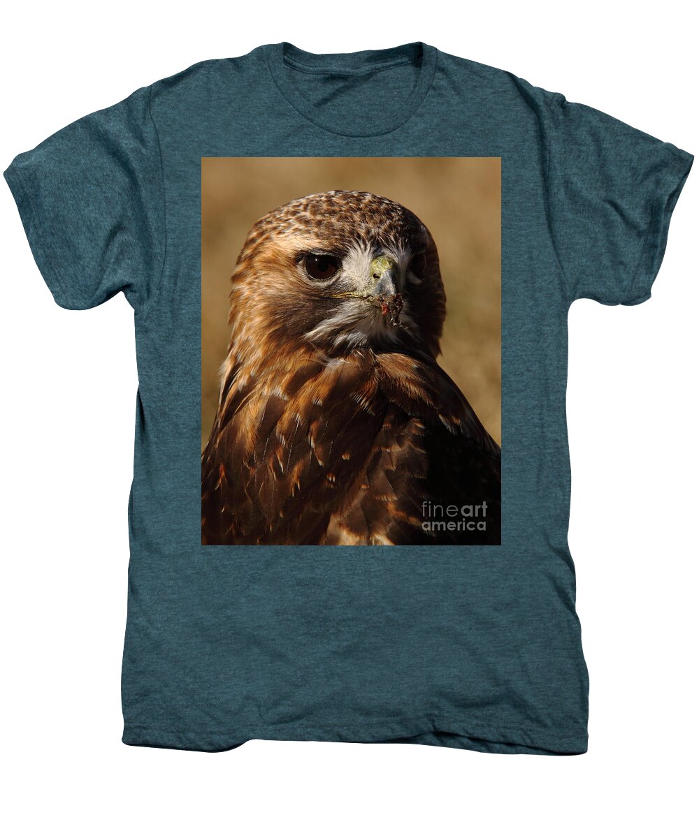 Red Tailed Hawk Men's Premium T-Shirt featuring the photograph Red Tailed Hawk Portrait by Robert Frederick