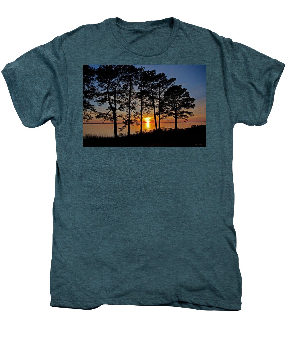 Newport News Men's Premium T-Shirt featuring the photograph James River Sunset by Suzanne Stout
