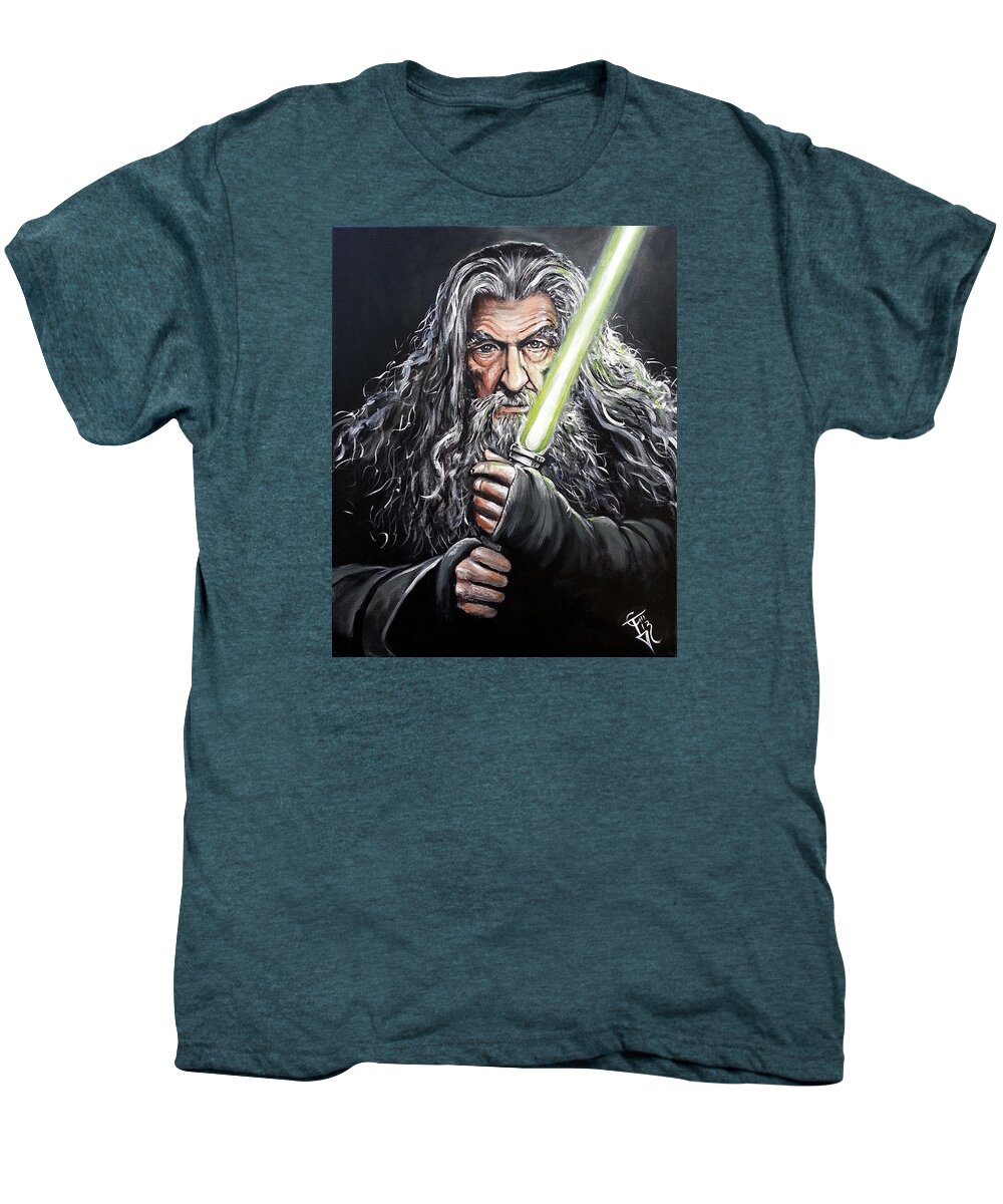 Lord Of The Rings Men's Premium T-Shirt featuring the painting Jedi Master Gandalf by Tom Carlton