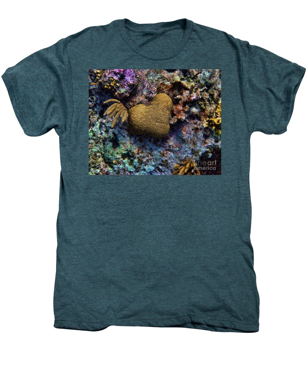 Coral Men's Premium T-Shirt featuring the photograph Natural Heart by Peggy Hughes