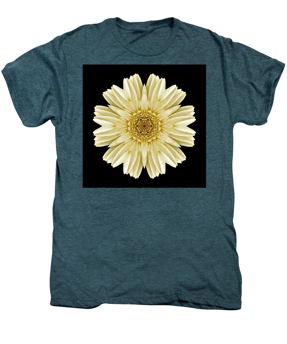 Flower Men's Premium T-Shirt featuring the photograph Pale Yellow Gerbera Daisy III Flower Mandala by David J Bookbinder