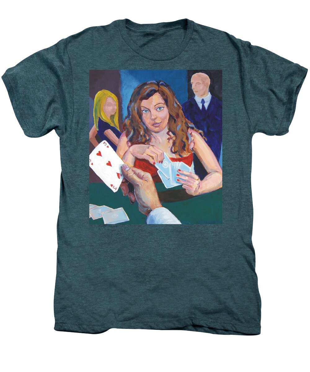 Woman Men's Premium T-Shirt featuring the painting Playing Cards by Mike Jory