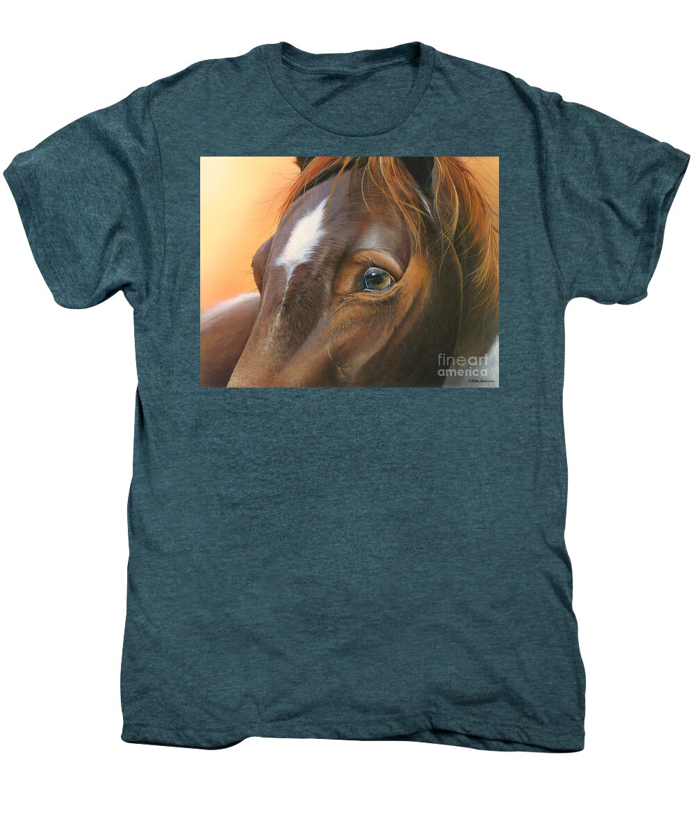 Horse Men's Premium T-Shirt featuring the painting Pure Grace by Mike Brown