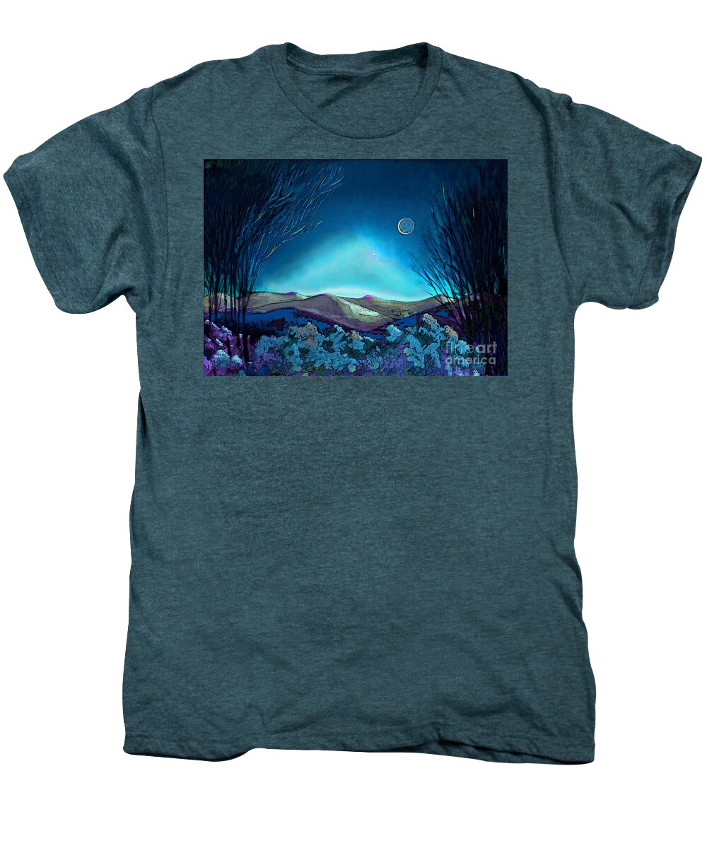 Blue Men's Premium T-Shirt featuring the digital art Purple Sky in Blue by Carol Jacobs