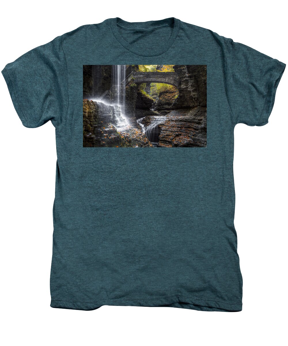 Fall Men's Premium T-Shirt featuring the photograph Rainbow Falls by Eduard Moldoveanu