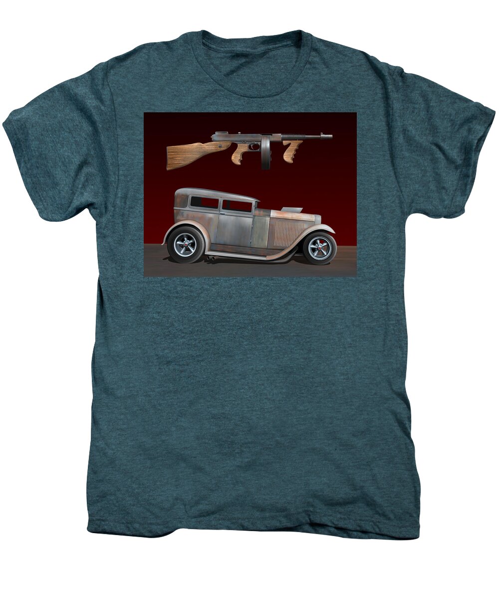 Car Men's Premium T-Shirt featuring the digital art Rat Rod Sedan IV by Stuart Swartz