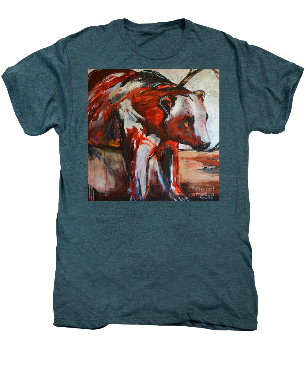 Horse Men's Premium T-Shirt featuring the painting Red Bear by Cher Devereaux