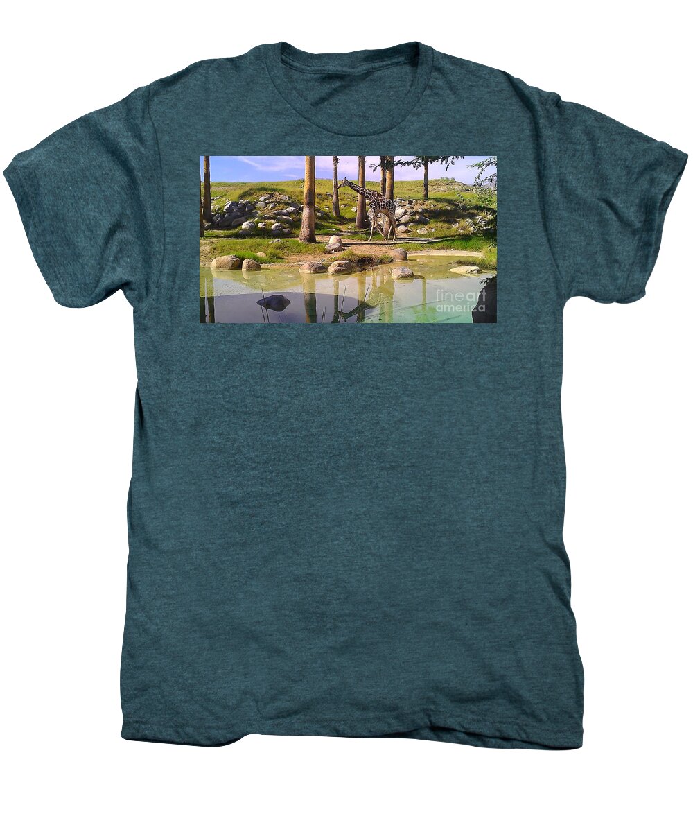 Landscape Men's Premium T-Shirt featuring the photograph Reticulated Giraffe by Chris Tarpening