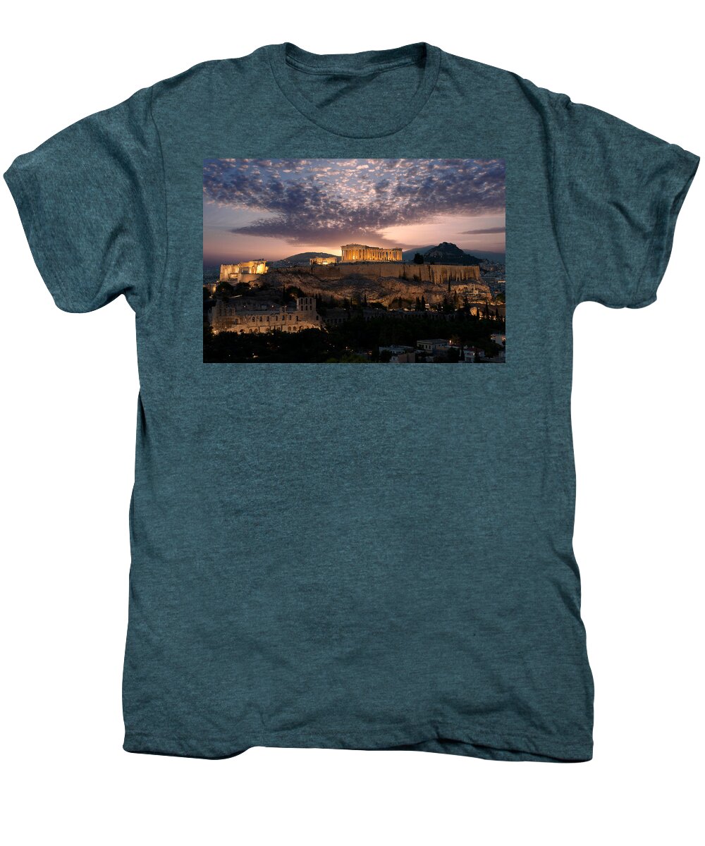 Photography Men's Premium T-Shirt featuring the photograph Ruins Of A Temple, Athens, Attica by Panoramic Images