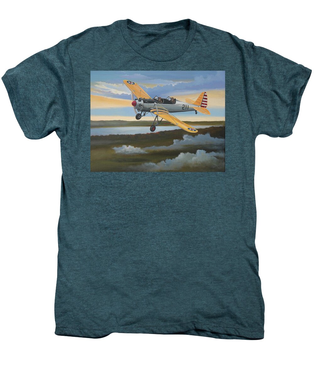 Aviation Men's Premium T-Shirt featuring the painting Ryan PT-22 Recruit by Stuart Swartz