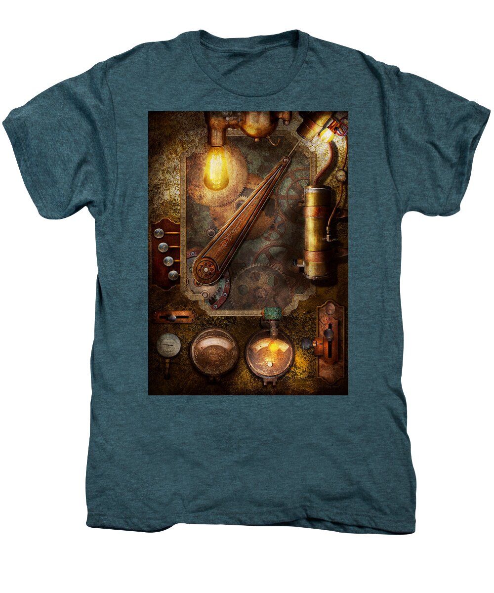 Hdr Men's Premium T-Shirt featuring the digital art Steampunk - Victorian fuse box by Mike Savad