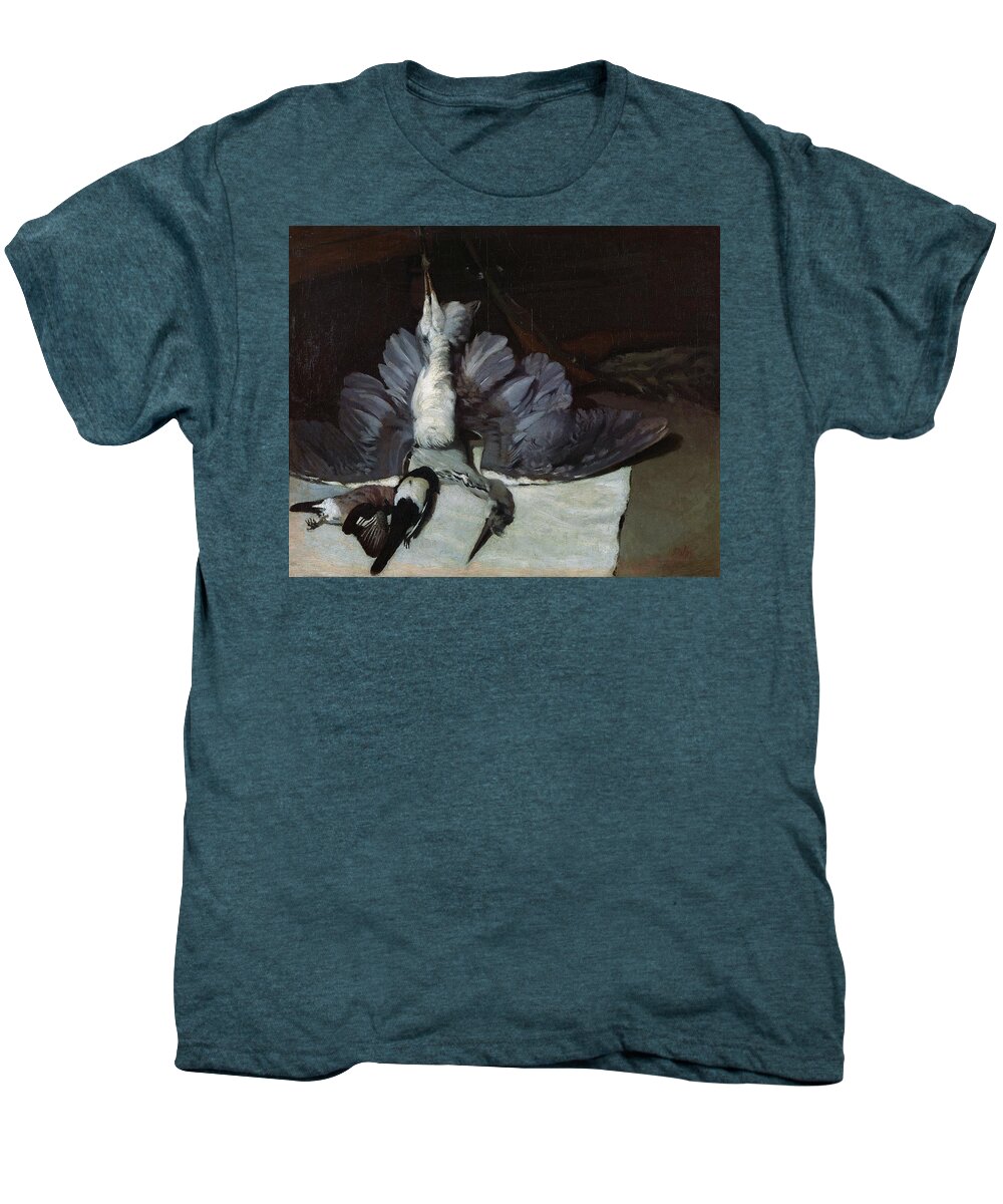 Impressionist Men's Premium T-Shirt featuring the photograph Still-life Heron With Spread Wings, 1867 Oil On Canvas by Alfred Sisley
