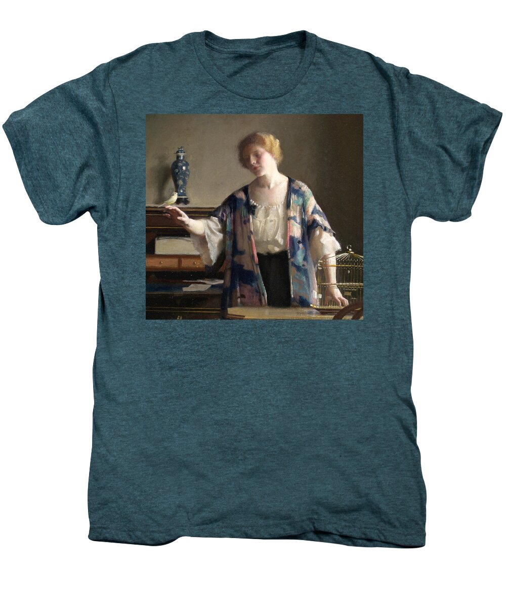 Portrait Men's Premium T-Shirt featuring the painting The Canary by William McGregor Paxson