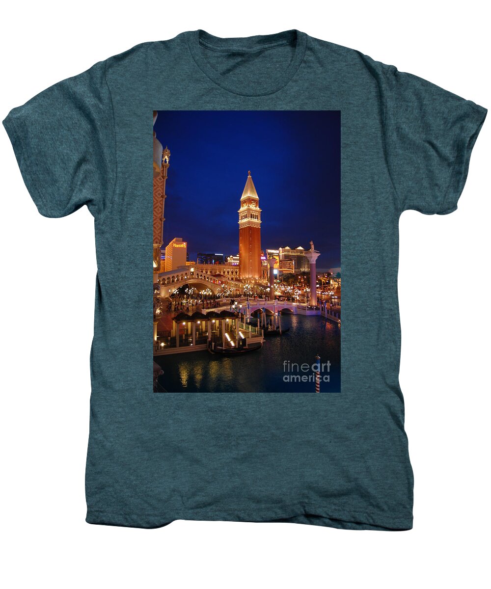 Las Vegas Men's Premium T-Shirt featuring the photograph The Venetian at Night by Debra Thompson