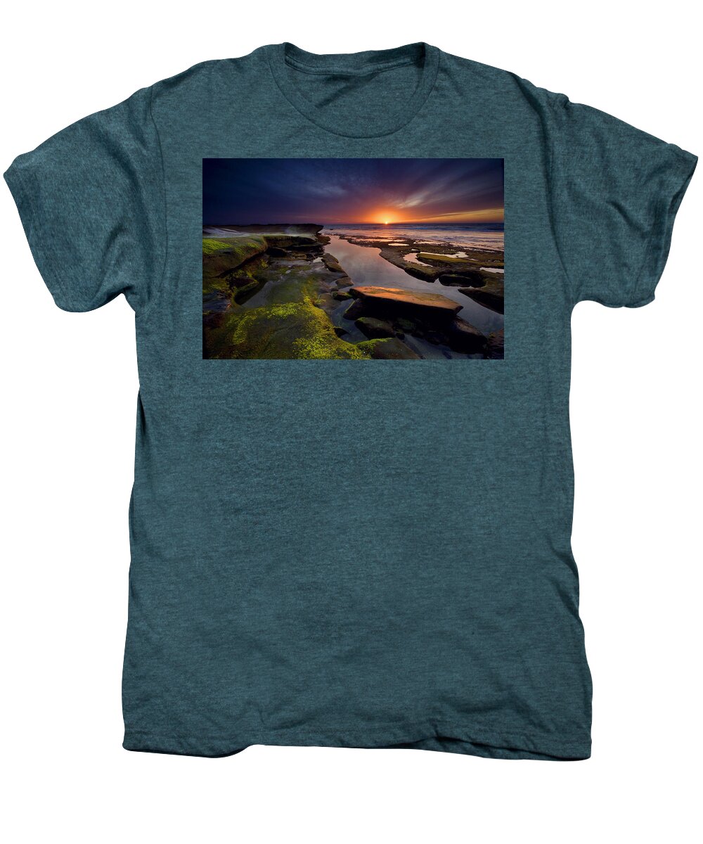 Ocean Men's Premium T-Shirt featuring the photograph Tidepool Sunsets by Peter Tellone