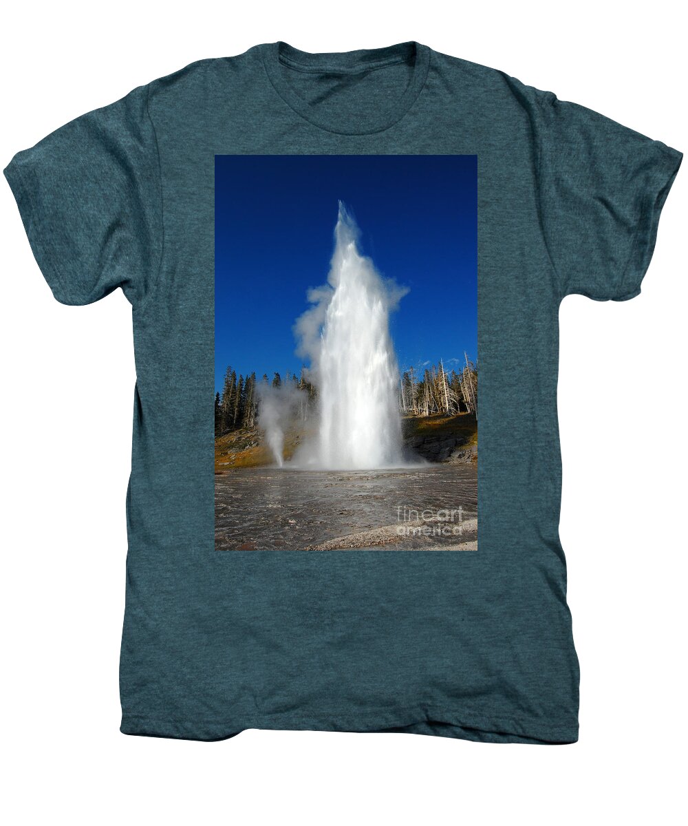 Yellowstone National Park Men's Premium T-Shirt featuring the photograph Yellowstone Grand Geyser Reaching for Stars by Debra Thompson