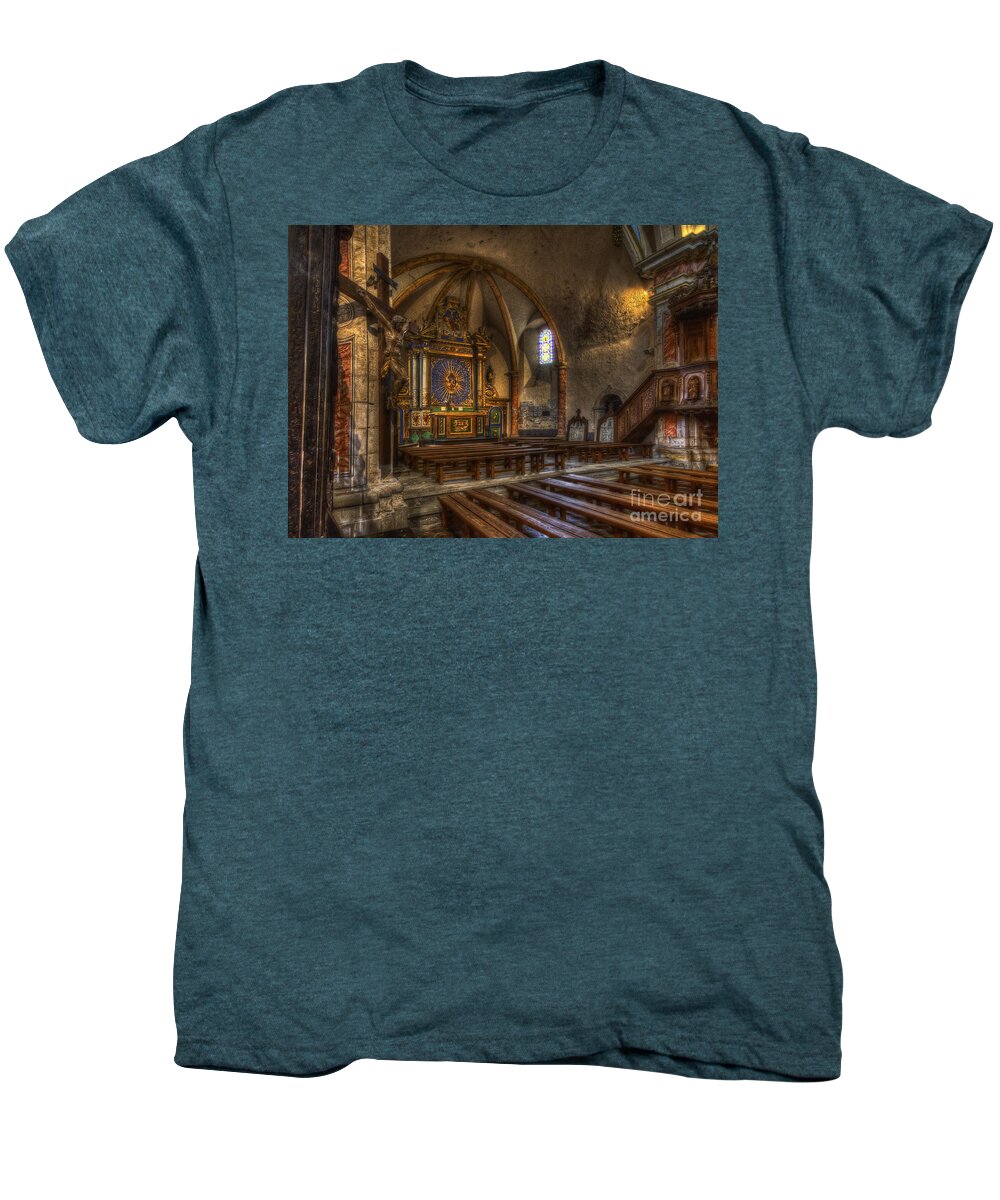Clare Bambers Men's Premium T-Shirt featuring the photograph Baroque Church in Savoire France 2 by Clare Bambers