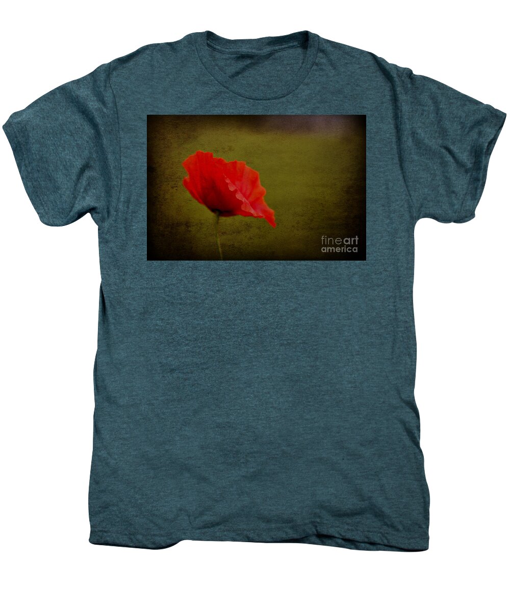 Poppies Men's Premium T-Shirt featuring the photograph Solitary Poppy. by Clare Bambers