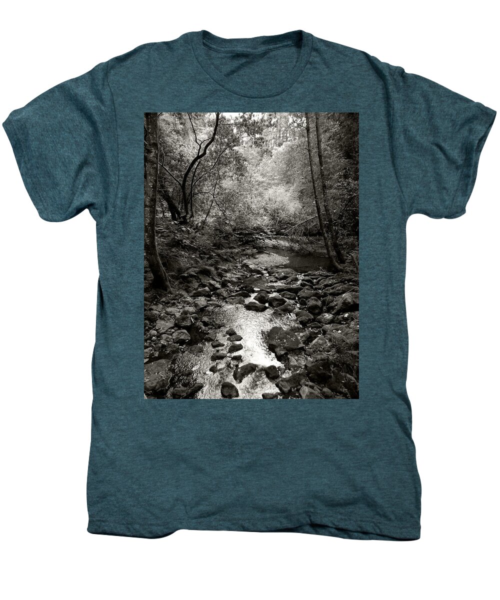 Creek Men's Premium T-Shirt featuring the photograph Spring Creek III - black and white by Kathleen Grace