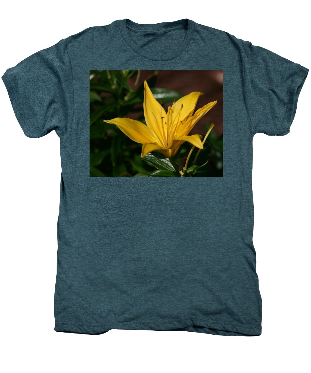 Yellow Men's Premium T-Shirt featuring the photograph Yellow Lily by Bill Barber