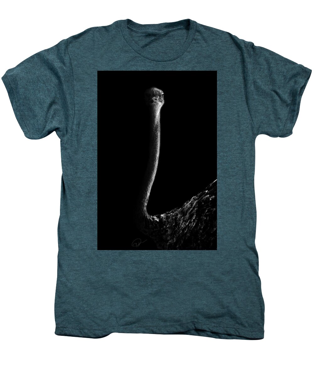 Ostrich Men's Premium T-Shirt featuring the photograph The Face off #1 by Paul Neville