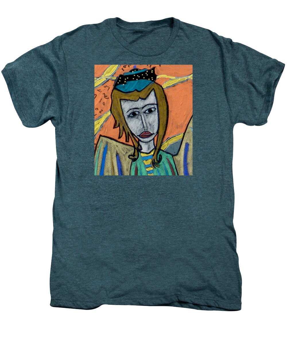Uriel Men's Premium T-Shirt featuring the painting Archangel Uriel #3 by Clarity Artists