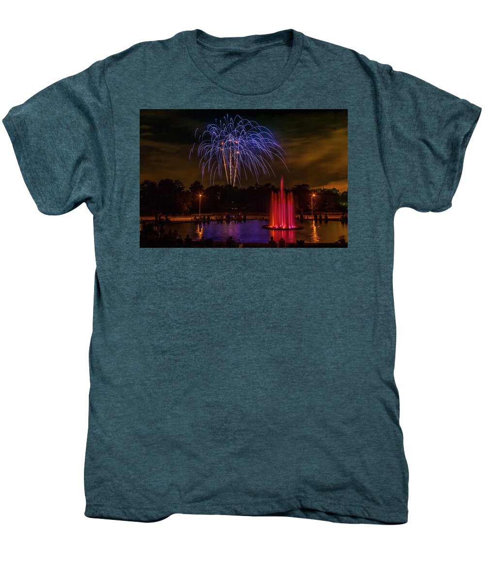 Forest Park Men's Premium T-Shirt featuring the photograph 4th of July Fireworks in Forest Park by Garry McMichael