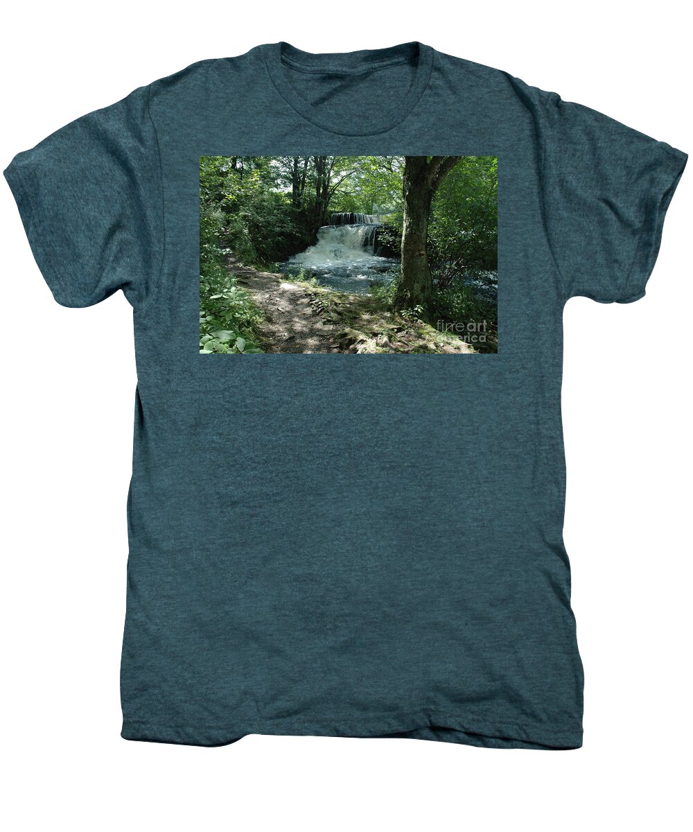 Nature Men's Premium T-Shirt featuring the photograph A Nature Trail - Waterfall by Susan Carella