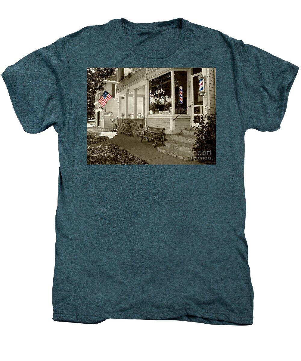 Flag Men's Premium T-Shirt featuring the photograph Clarks Barber Shop with Color by Tom Brickhouse
