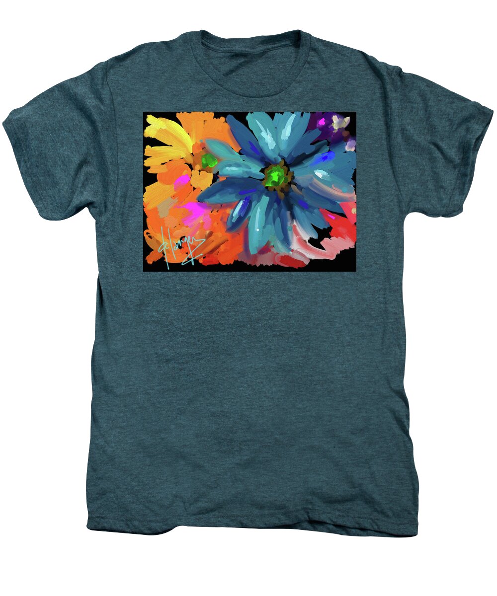 Blue Flower Men's Premium T-Shirt featuring the painting Big Blue Flower by DC Langer