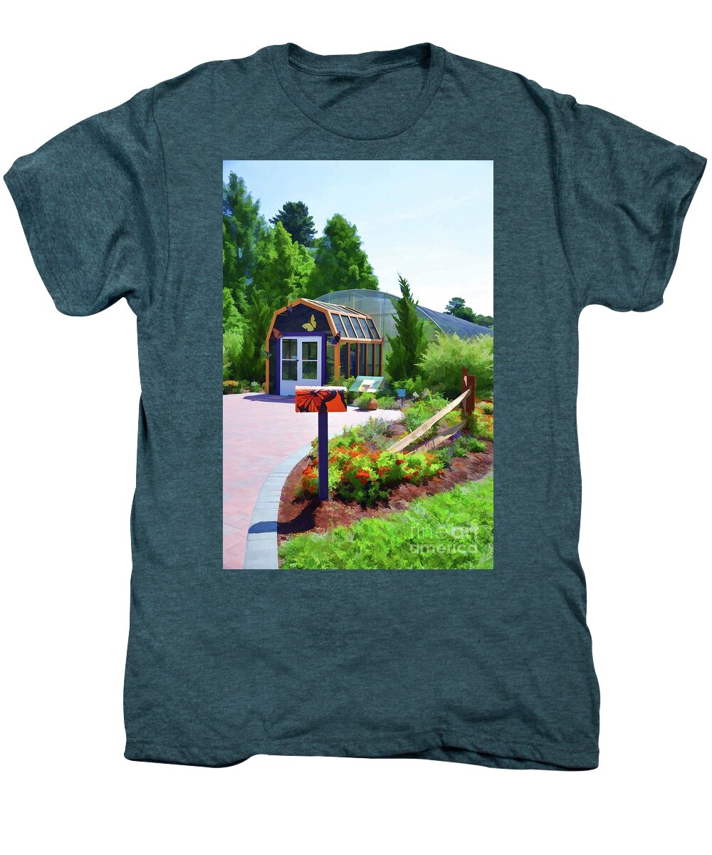 Architecture Men's Premium T-Shirt featuring the painting Butterfly House 1 by Jeelan Clark
