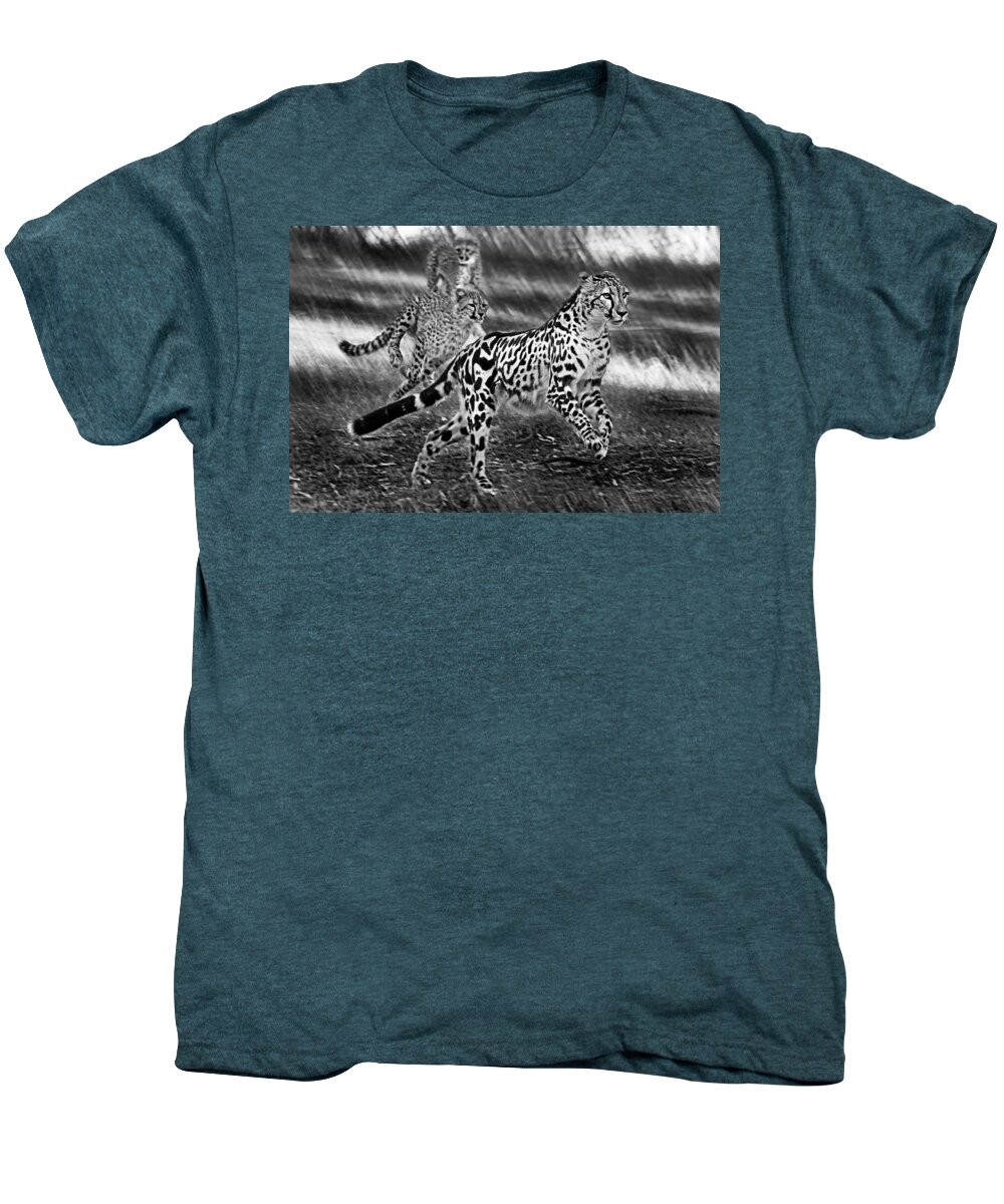 #cheetah Men's Premium T-Shirt featuring the photograph Chasing mum by Miroslava Jurcik