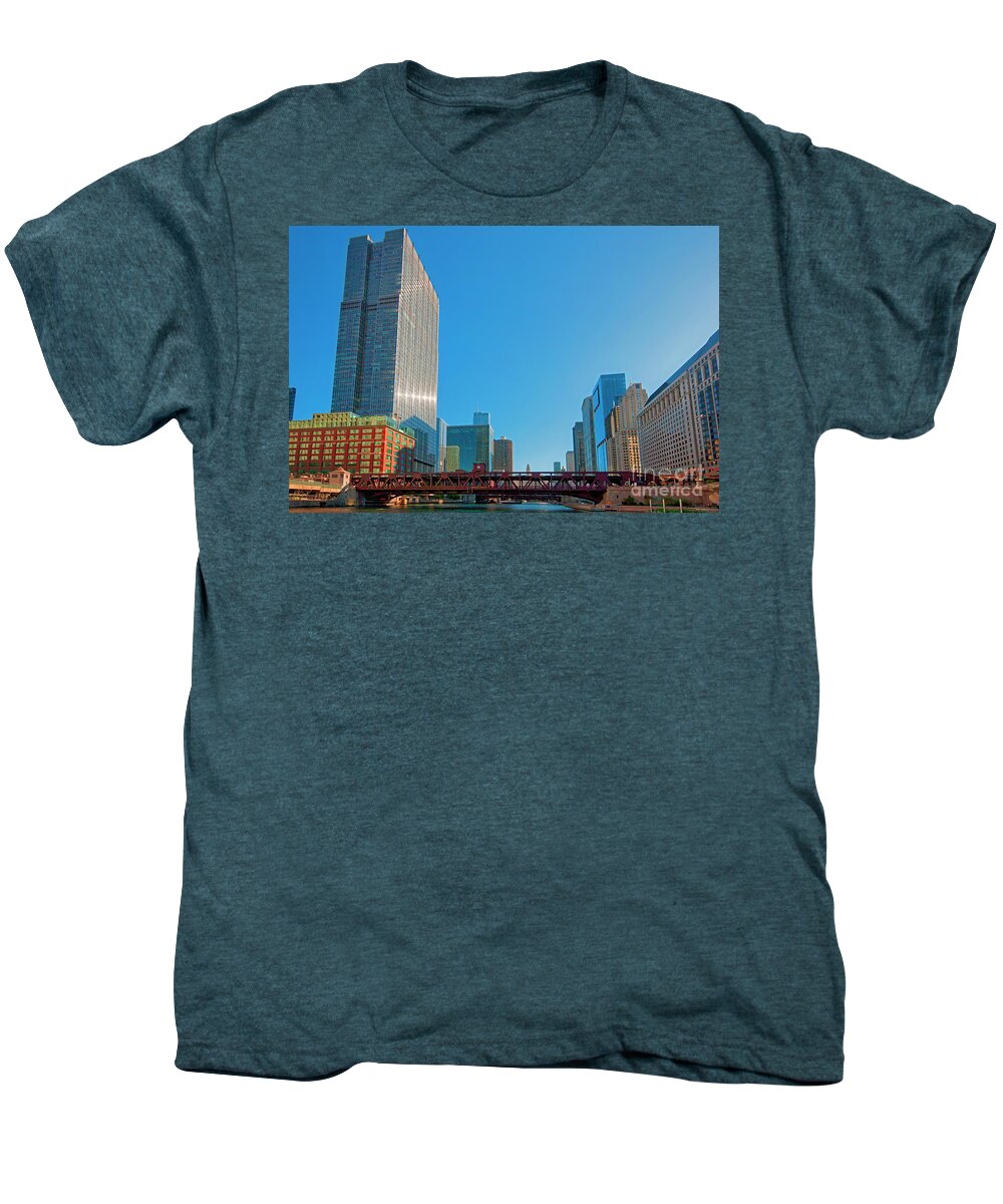 Chicago Men's Premium T-Shirt featuring the photograph Chicago River Wells St Bridge by Tom Jelen