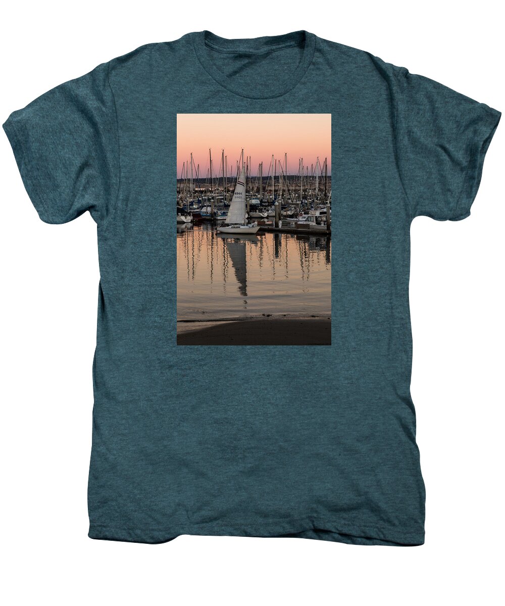 Sailboat Men's Premium T-Shirt featuring the photograph Coming into the harbor by Lora Lee Chapman