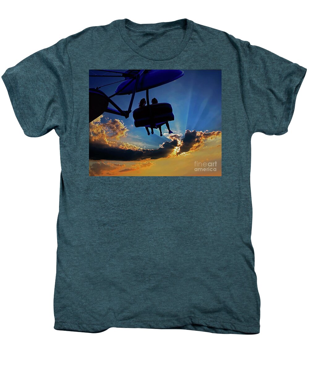County Men's Premium T-Shirt featuring the photograph County fair amusement ride sunset by Tom Jelen