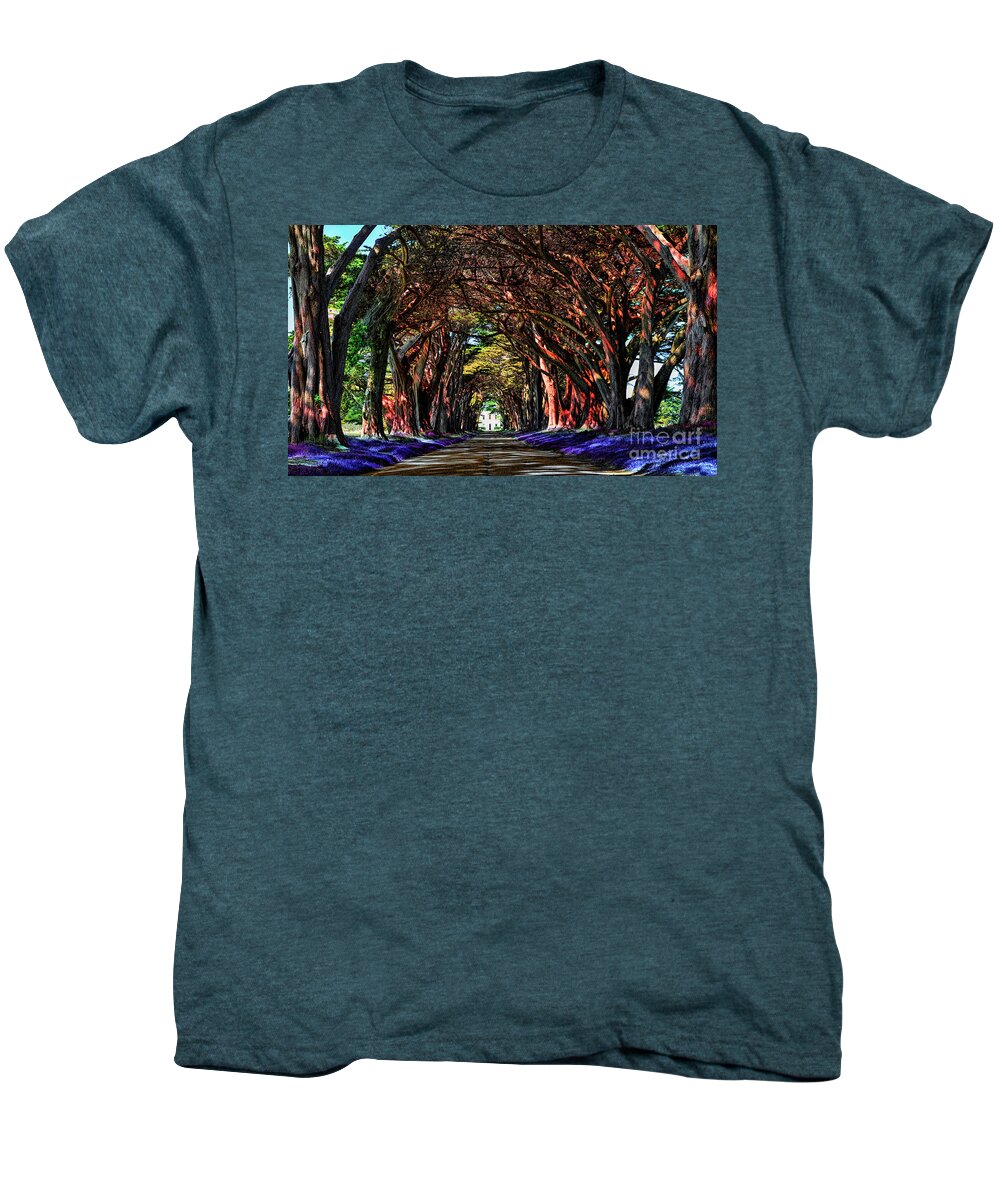 Cypress Tree Men's Premium T-Shirt featuring the digital art Cypress Tree Tunnel by Jason Abando