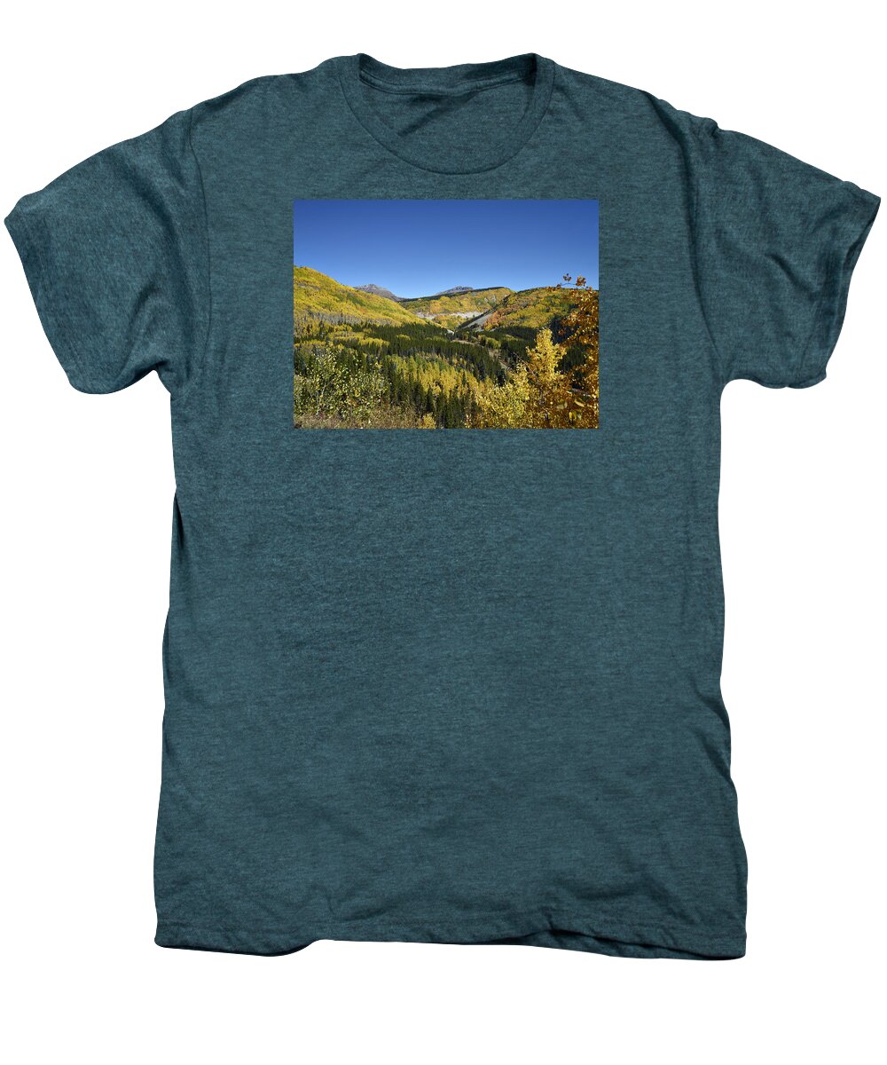 Carol M. Highsmith Men's Premium T-Shirt featuring the photograph Fall aspens in San Juan County in Colorado by Carol M Highsmith