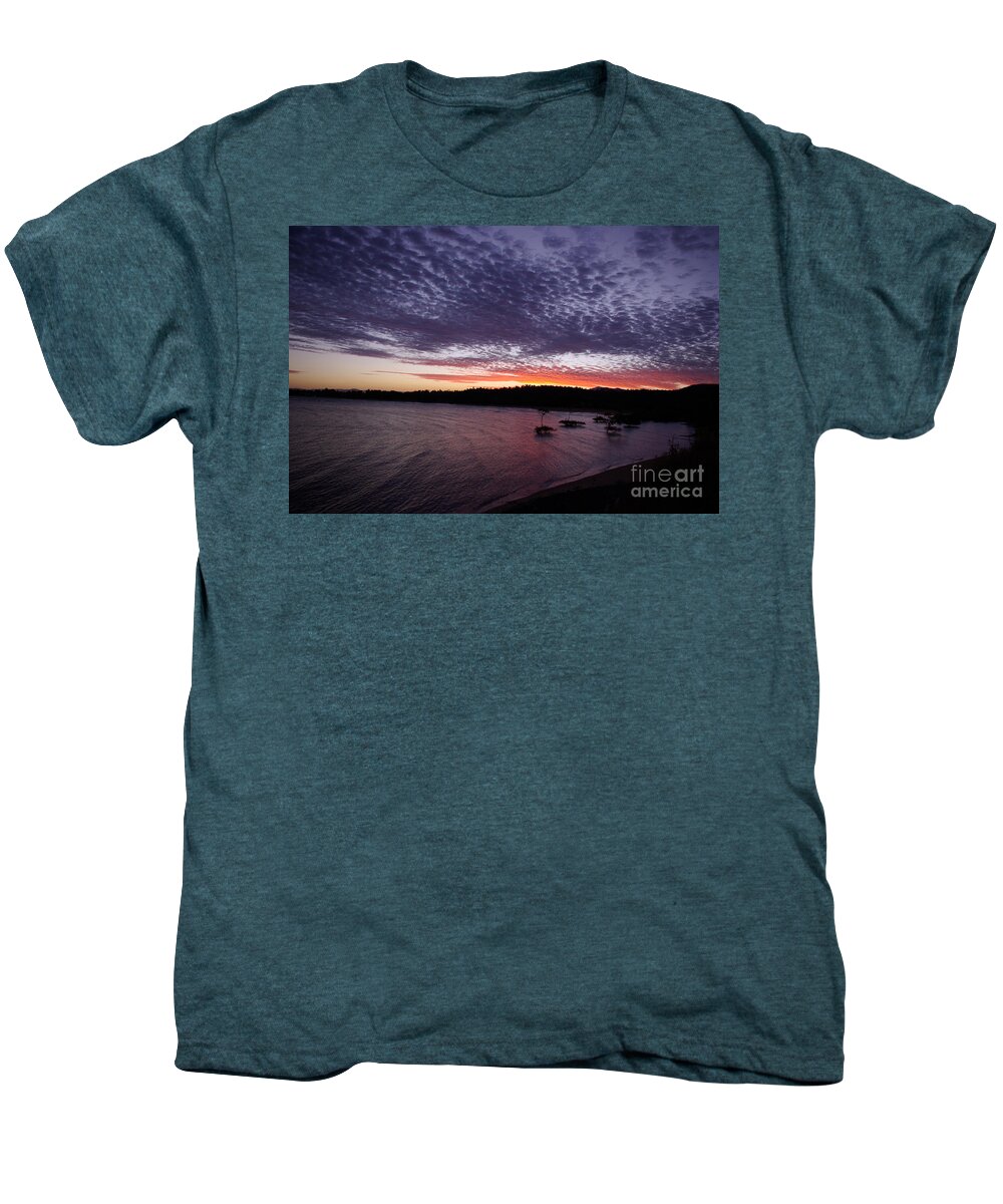 Landscape Men's Premium T-Shirt featuring the photograph Four Elements Sunset Sequence 7 Coconuts Qld by Kerryn Madsen - Pietsch