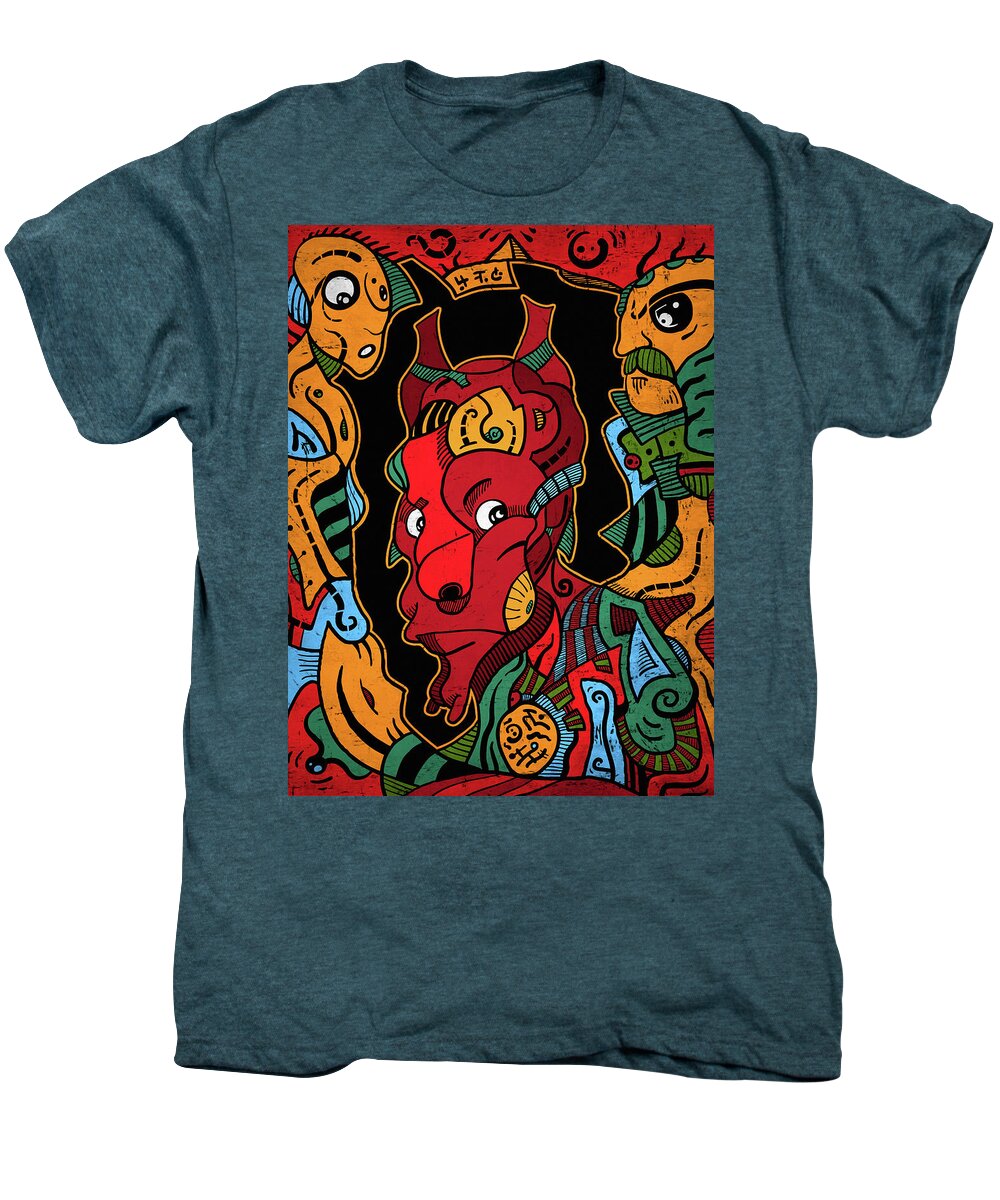 Illustration Men's Premium T-Shirt featuring the digital art Hell by Sotuland Art