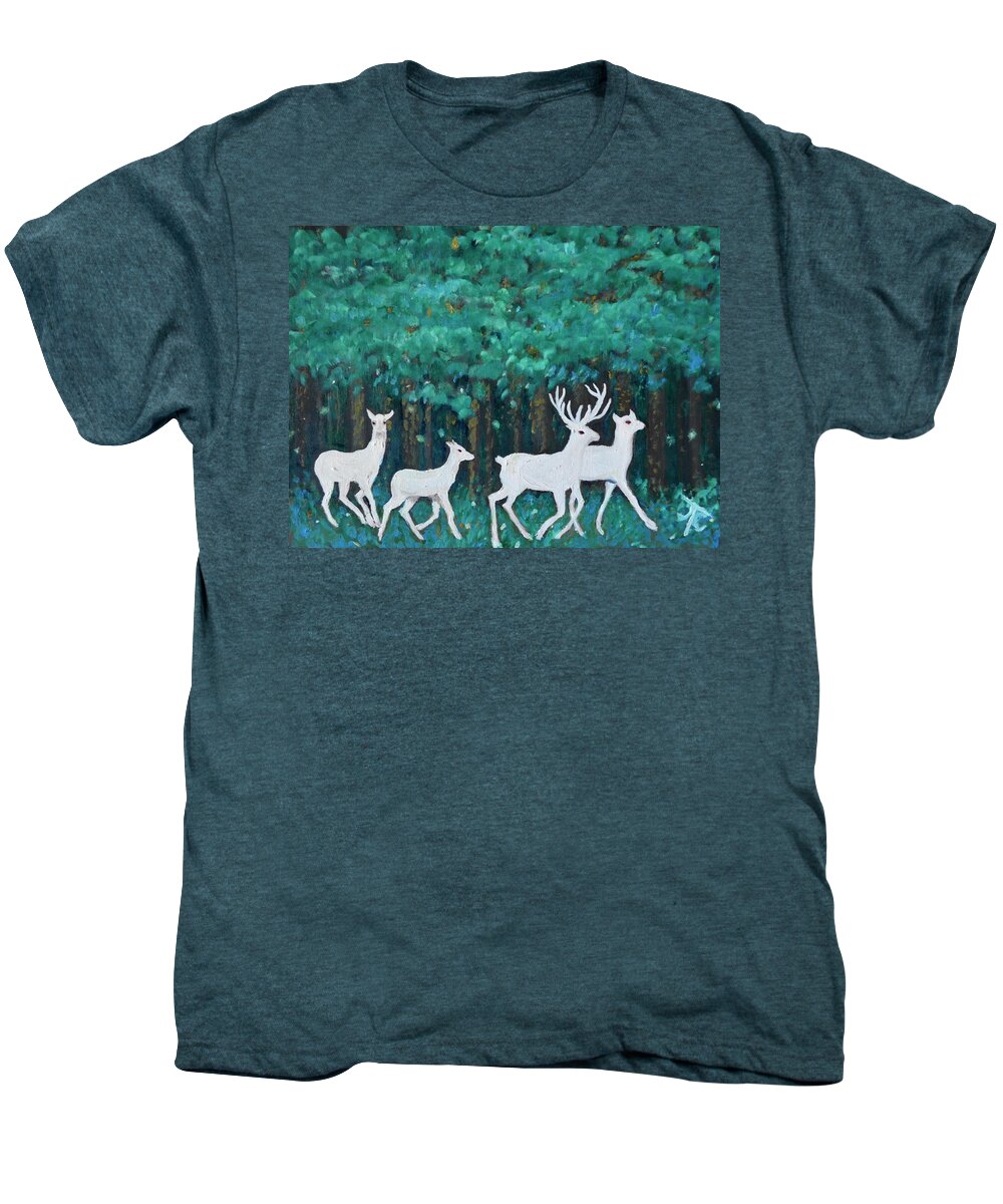 Reindeer Men's Premium T-Shirt featuring the painting Holiday Season Dance by Julie Todd-Cundiff