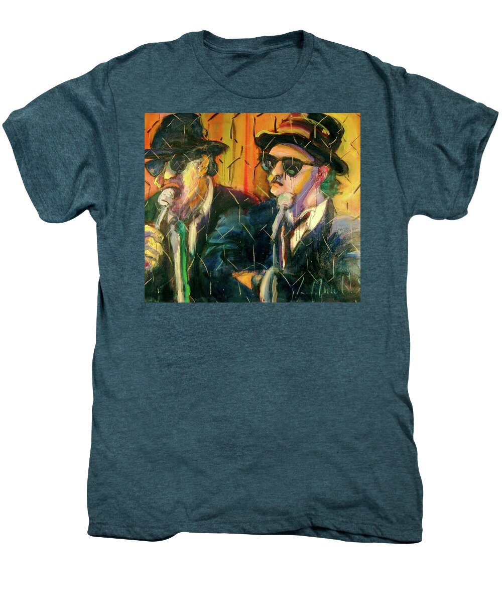 Portraits Men's Premium T-Shirt featuring the painting Jake and Elwood by Les Leffingwell