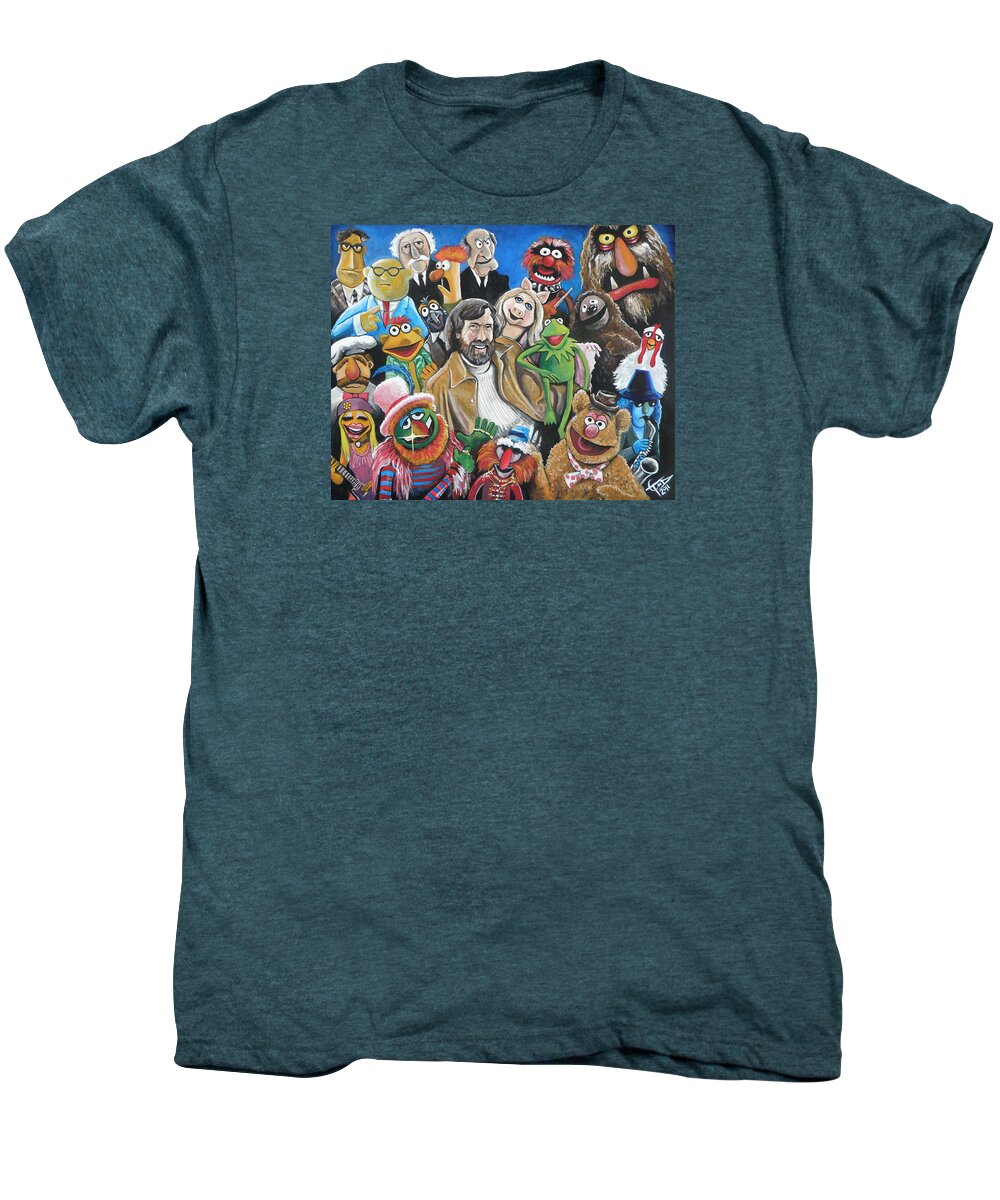 Muppets Men's Premium T-Shirt featuring the painting Jim Henson and Co. by Tom Carlton